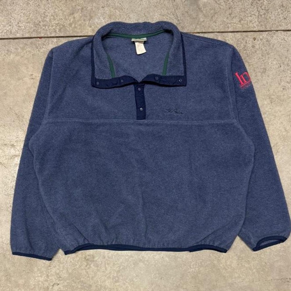 Vintage 90s L.L. Bean Fleece 3 Snap Pullover Sweatshirt Sz M/L